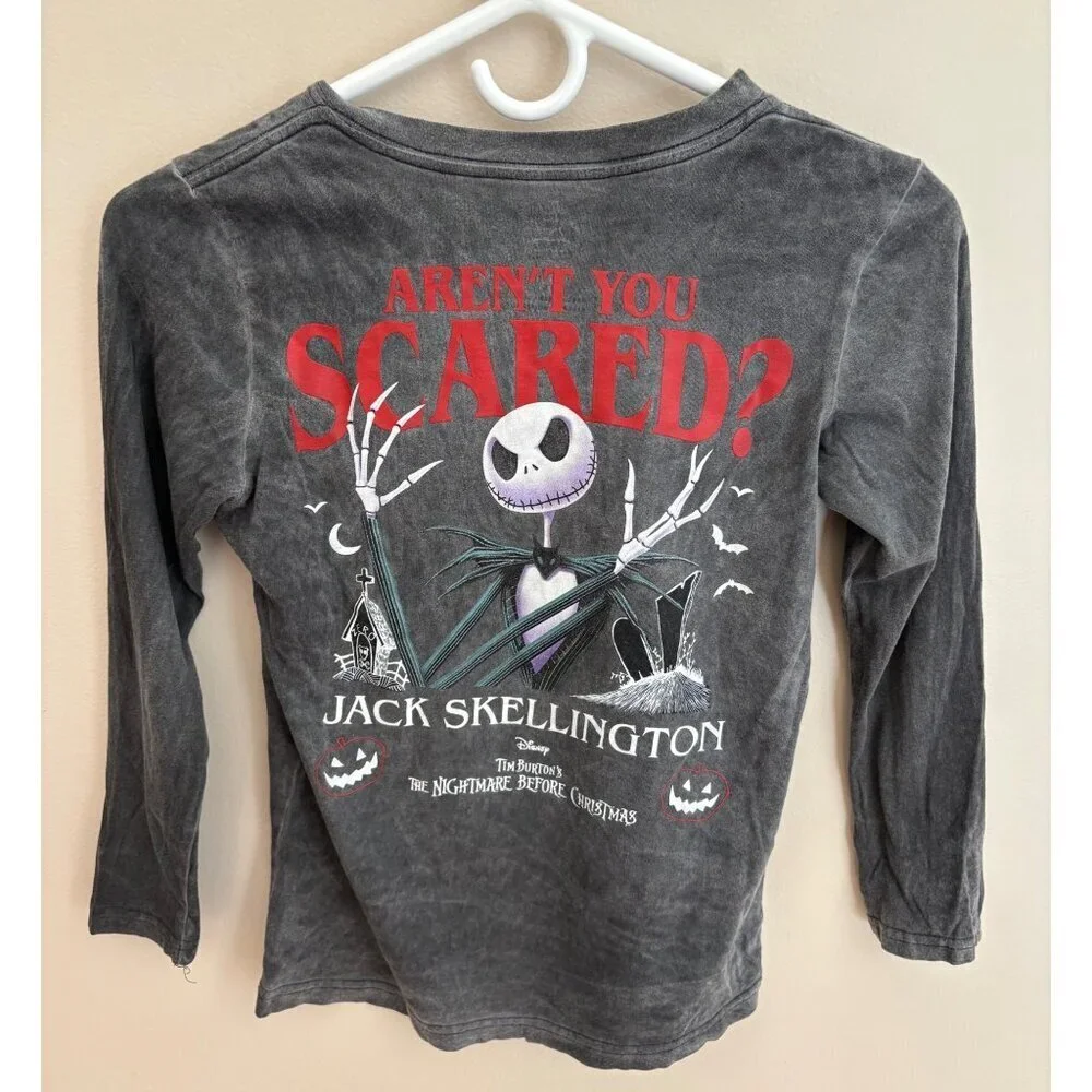 Disney The Nightmare Before Christmas Kids Long Sleeve Grey Shirt Boys Size 10